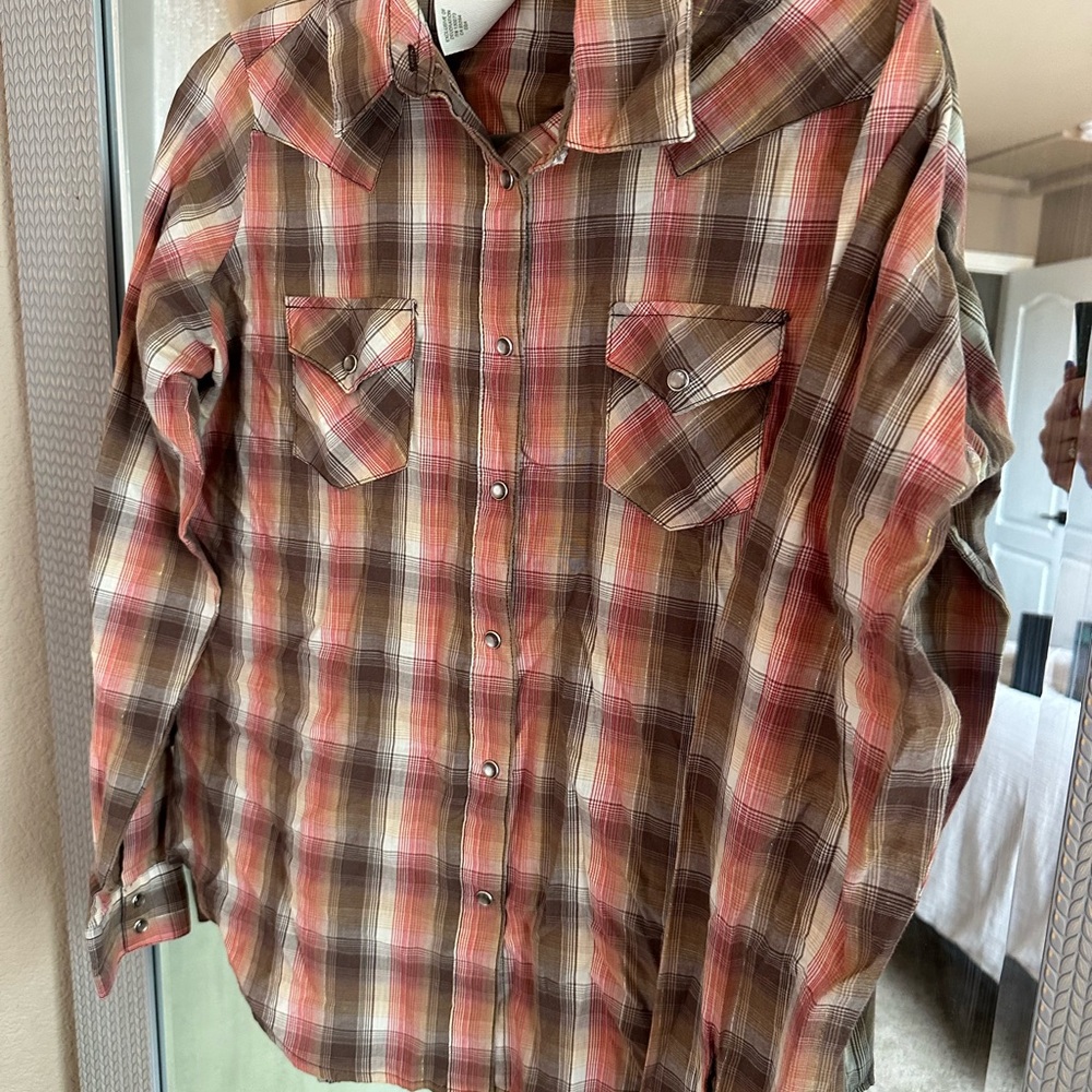 Men's Plaid Shirt - Brown and Red
